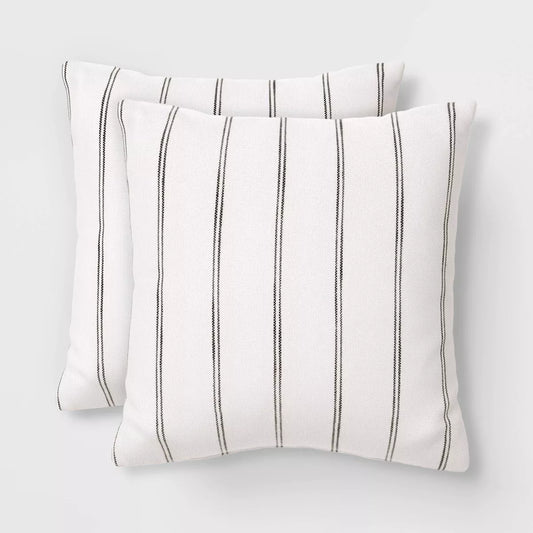 2Pk Square Cotton Woven Stripe Throw Pillows - Threshold