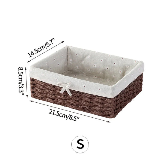 Wicker Baskets Storage Baskets Sundries Organizer with Lid Bathroom Clothes Laundry Basket Household Towel Toys Container Basket