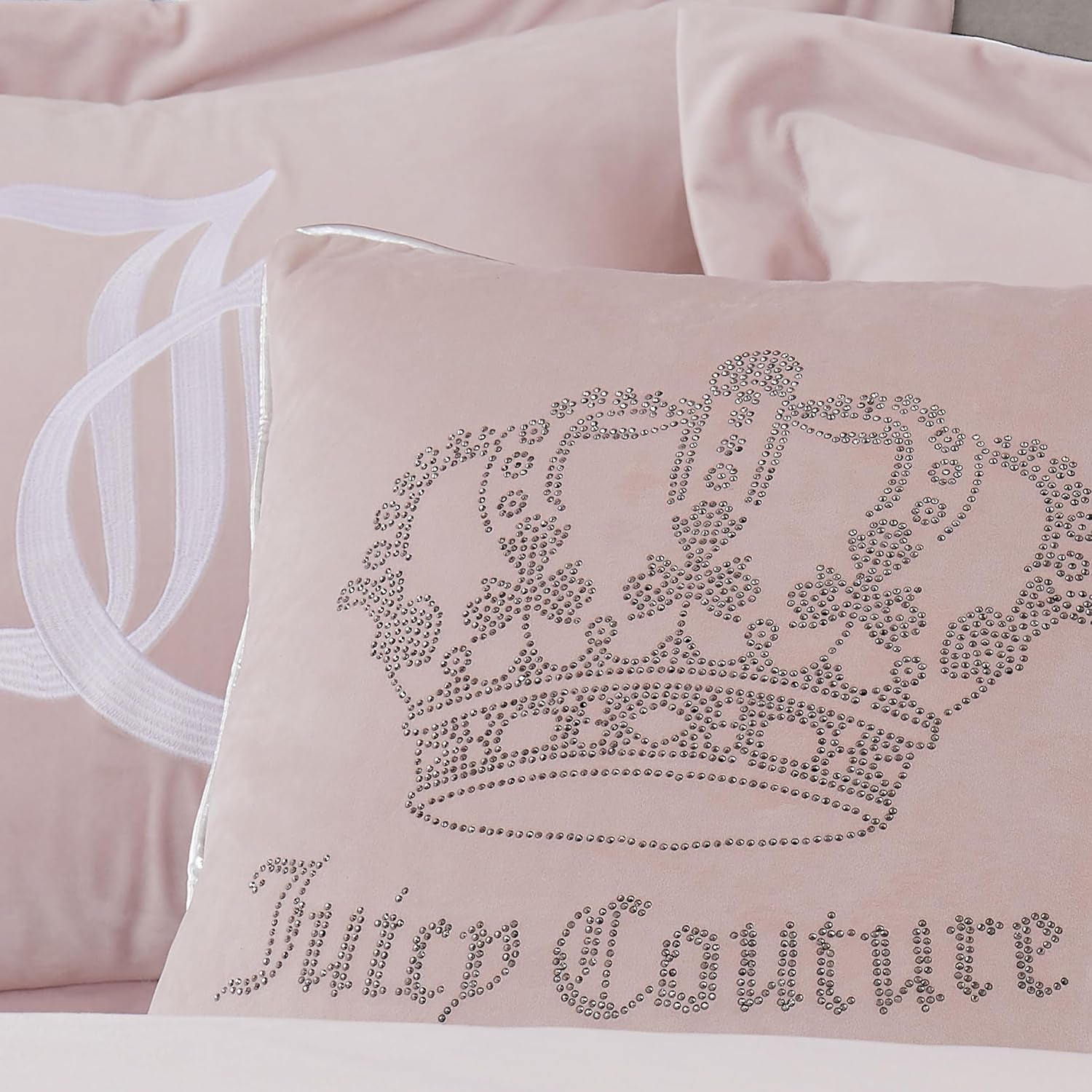 - Decorative Accent Pillow, Velvet Rhinestone Crown, Premium Reversible Throw Pillow, Living Room and Bedroom Décor, Measures 20" X 20", Pink Blush
