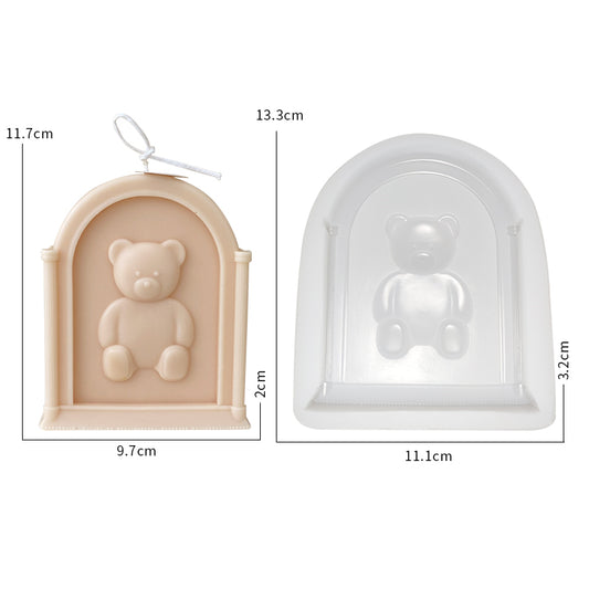 Teddy Bear Photo Frame Scented Candle Silicone Mold