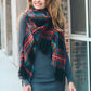 Flannel Frayed Edge Blanket Scarf