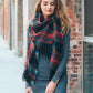 Flannel Frayed Edge Blanket Scarf