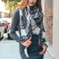 Flannel Frayed Edge Blanket Scarf