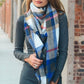 Flannel Frayed Edge Blanket Scarf