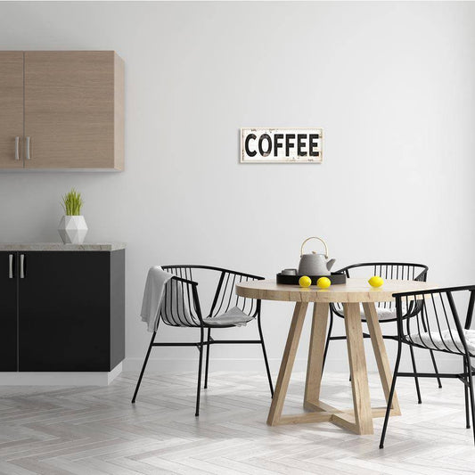 7 In. X 17 In. "COFFEE Typography Vintage Sign" by Jennifer Pugh Printed Wood Wall Art