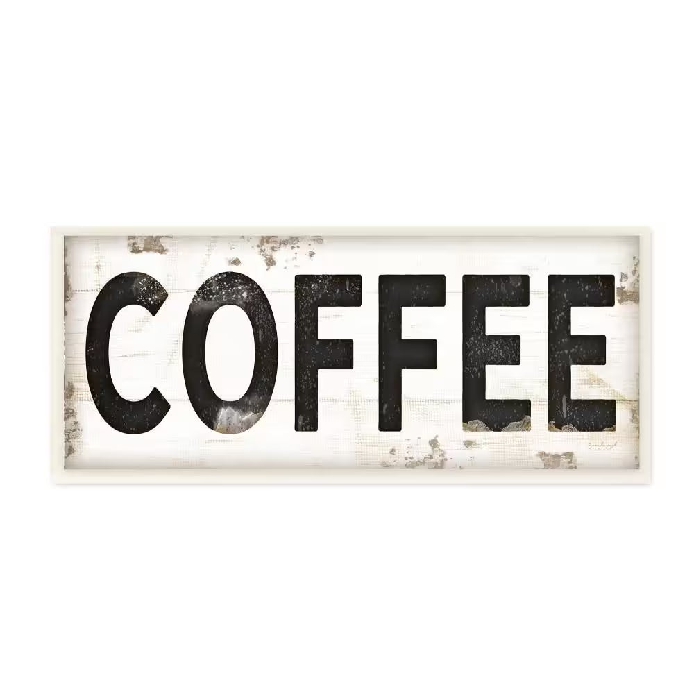 7 In. X 17 In. "COFFEE Typography Vintage Sign" by Jennifer Pugh Printed Wood Wall Art
