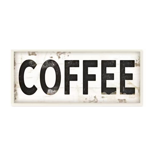 7 In. X 17 In. "COFFEE Typography Vintage Sign" by Jennifer Pugh Printed Wood Wall Art